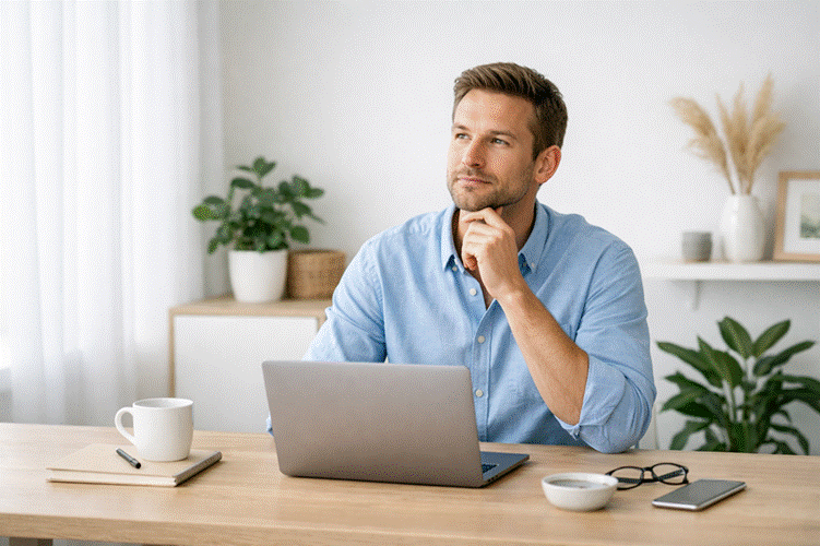 man kijk bedenkelijk