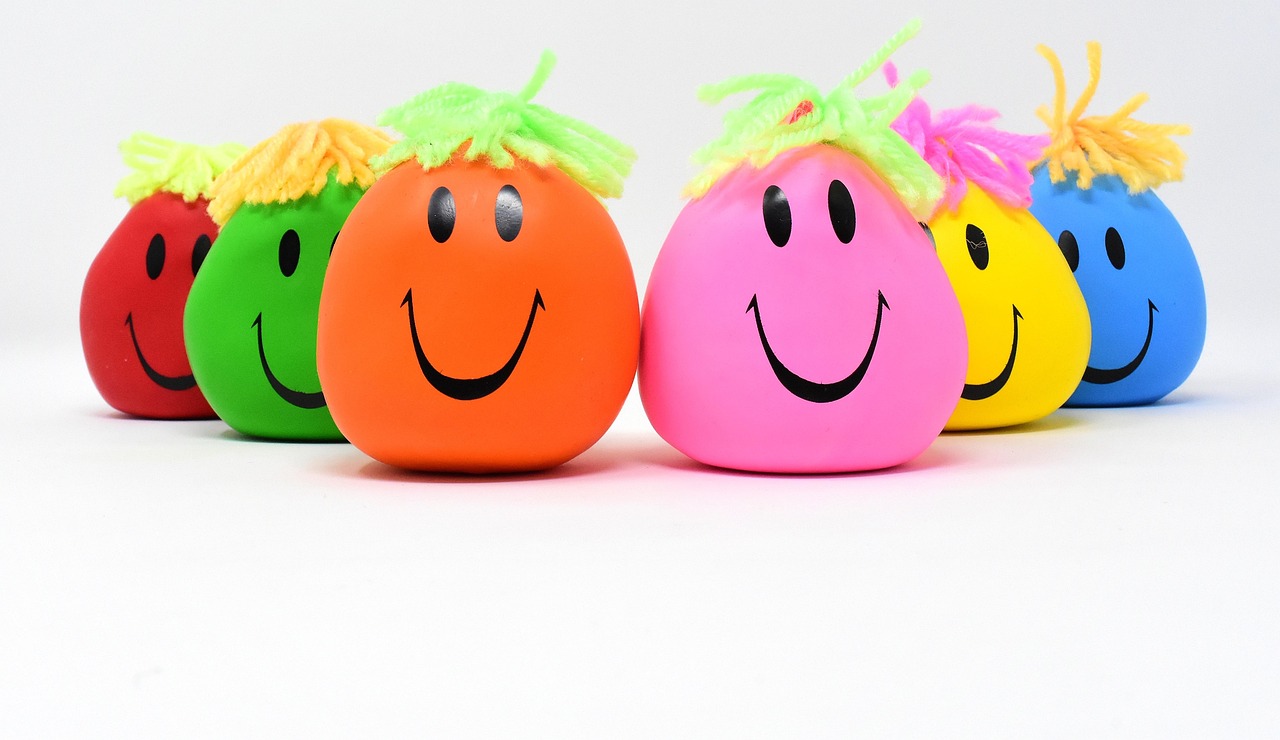 anti-stress balls, funny troop, smilies stress reduction, knead, fun, multicoloured, coloured